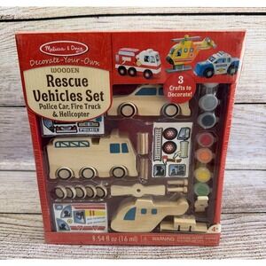 Melissa & Doug Created By Me Rescue Vehicles Wooden Craft Kit 3pc New In Box